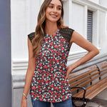 Zeagoo Women's Lace Cap Sleeve Tops Pleated Tank Tops