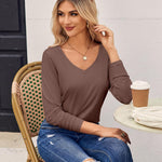 Zeagoo Womens T Shirts Long Sleeve V Neck Basic Tee