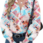 Zeagoo Womens Button Down Shirts Smocked Cuffed Blouse