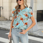 Zeagoo Womens T Shirts Short Sleeve Pleated Dressy Loose Tops