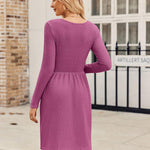 Zeagoo Womens Casual Sweater Dress Square Neck Knit Long Sleeve Dress