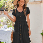 Zeagoo Womens Floral Pleated Button Down Petal Mini Dress