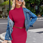 Zeagoo Women's Bodycon Dress Long Sleeve Slim Fit Turtleneck Dress