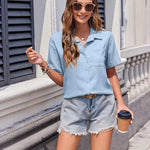 Zeagoo Short Sleeve Button Down Shirt Casual Loose Fit Blouses