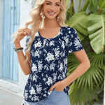 Zeagoo Women's Tunic Tops Short Sleeve Floral Boho Casual T Shirts
