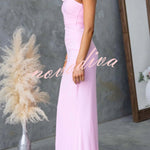 Fashionable Mesh Sleeveless One-shoulder Waist-revealing Maxi Dress