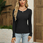 Zeagoo Women's Long Sleeve Basic Slim Fit Tops Ribbed Knit T-Shirt