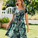 Zeagoo Womens Floral Pleated Button Down Petal Mini Dress