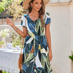 Zeagoo Womens Floral Pleated Button Down Petal Mini Dress