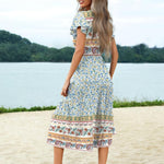 Zeagoo Women's Casual Dress Flutter Button Down Tiered Flowy Dress
