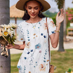 Zeagoo Womens Short Sleeve Tunic Shirts Floral Print Tops