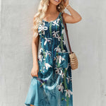 Zeagoo Floral Beach Sundress Casual A-Line Midi Tank Dresses