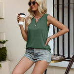 Zeagoo Loose Button Down V Neck Flowy Summer Tops