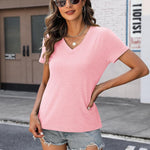 Zeagoo Women Casual Soft V Neck Basic Tee Tops