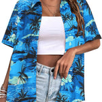 Zeagoo Womens Hawaiian Button Down Shirts Casual Floral Tropical Shirt