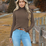 Zeagoo Women's Turtleneck Sweaters Fitted Long Sleeve Shirts