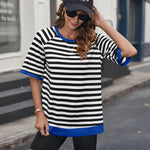 Zeagoo Women Striped T Shirts Oversized Short Sleeve Tops