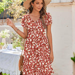 Zeagoo Womens Floral Pleated Button Down Petal Mini Dress