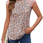 Zeagoo Women's Lace Cap Sleeve Tops Pleated Tank Tops