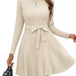 Zeagoo Women's Casual Dress Tie Waist Fall Ribbed Dress