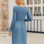 Zeagoo Womens Casual Sweater Dress Square Neck Knit Long Sleeve Dress