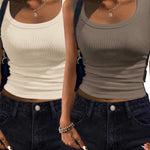 Zeagoo Womens Tank Tops 2 Pack Ribbed Square Neck Shirts