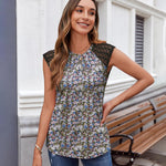 Zeagoo Women's Lace Cap Sleeve Tops Pleated Tank Tops