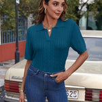 Zeagoo Women Short Sleeve Sweater Pullover Polo Tops