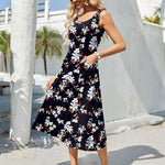 Zeagoo Floral Beach Sundress Casual A-Line Midi Tank Dresses