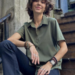 Zeagoo Womens Button Down Shirts Rolled Cuffed Shirt