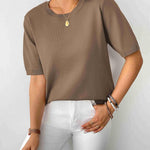 Zeagoo Womens Sweaters Short Sleeve Top Casual Knit Tops
