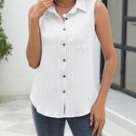 Zeagoo Sleeveless Button Down Shirts V Neck Solid Tank Tops
