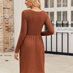 Zeagoo Womens Casual Sweater Dress Square Neck Knit Long Sleeve Dress