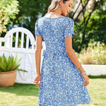 Zeagoo Womens Floral Pleated Button Down Petal Mini Dress
