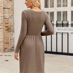 Zeagoo Womens Casual Sweater Dress Square Neck Knit Long Sleeve Dress