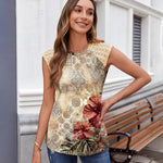 Zeagoo Women's Lace Cap Sleeve Tops Pleated Tank Tops