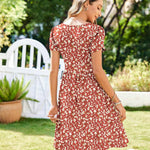 Zeagoo Womens Floral Pleated Button Down Petal Mini Dress