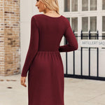 Zeagoo Womens Casual Sweater Dress Square Neck Knit Long Sleeve Dress