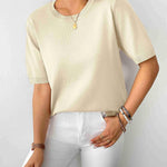 Zeagoo Womens Sweaters Short Sleeve Top Casual Knit Tops