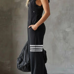 Stylish Hooded Sleeveless Lace Zipper Casual Sports Jumpsuit