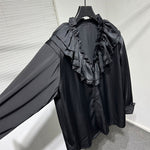 Vintage French Ruffle Collar V-neck Shirt