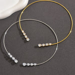 Fashionable Teardrop-shaped Zircon Copper Coil Open Necklace
