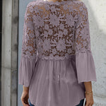 Zeagoo Lace Boho Blouses Crochet Flowy Bell Sleeve Button Down Casual T Shirts