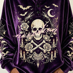 Spooky Season Velvet Long Sleeve Halloween Shirt with Buttons