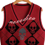 Halloween Skull Argyle Knit Sweater Vest