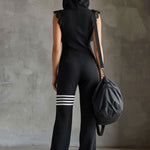 Giada™ | Retro Hooded Sports Jumpsuit with Stripes