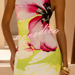Floral Print Sleeveless Slim-fit Elegant Fishtail Maxi Dress