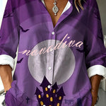 Halloween Shirt Featuring Evil Spirit and Jack-o'-lantern Patterns
