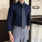 Striped Point Collar Casual Slim Shirt
