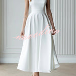 Solid Color Halter Neck Bow Tie Elegant Waist-cinching Midi Dress